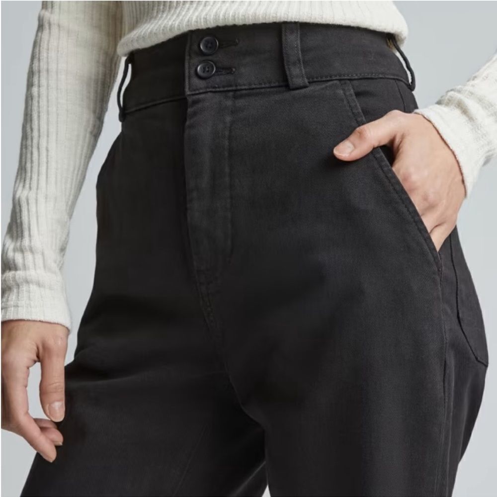 NWT Everlane The Organic Straight Leg Crop Pant Black Size 0 Sustainable - Picture 2 of 4